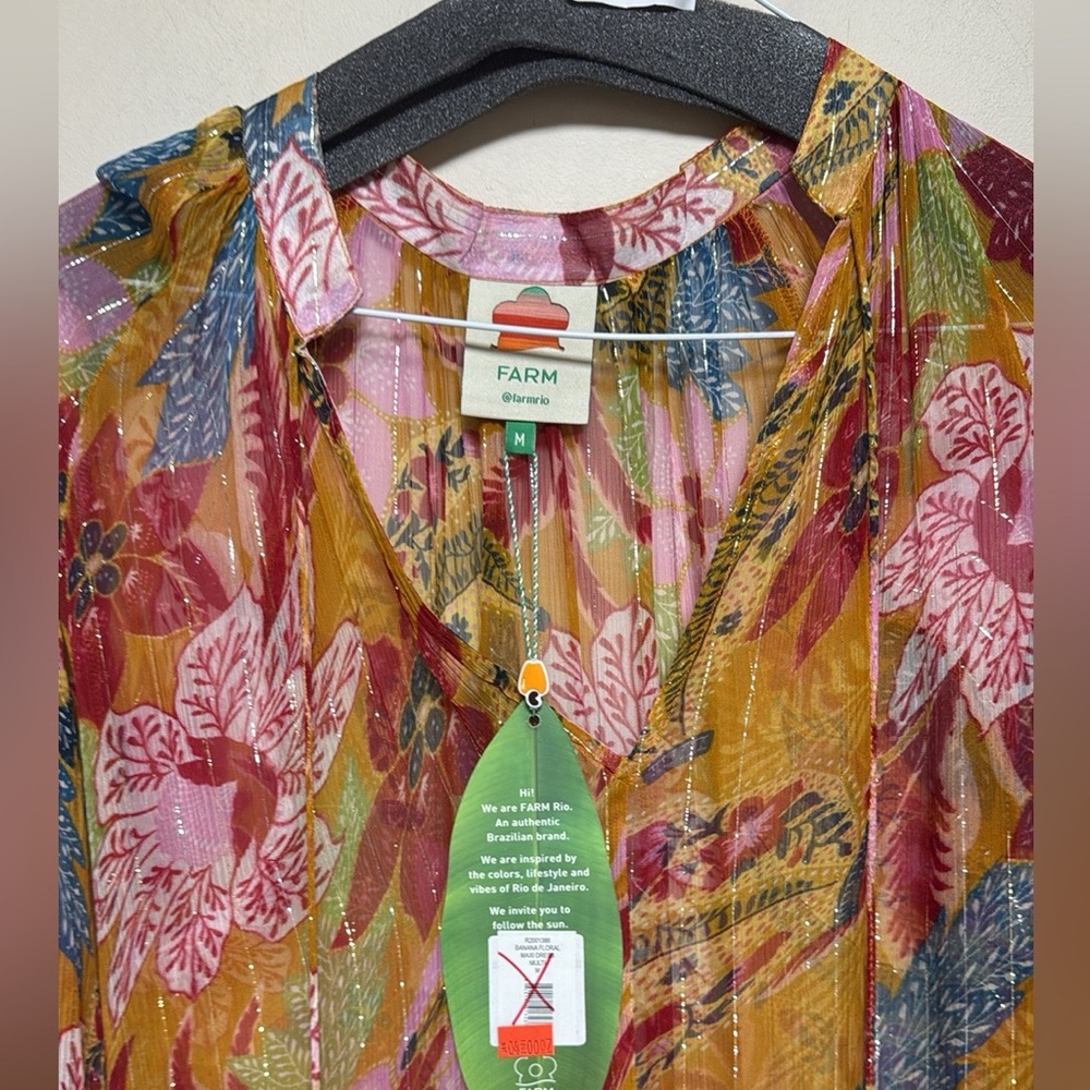 NEW FARM RIO banana floral beaded maxi dress medium - Picture 2 of 12